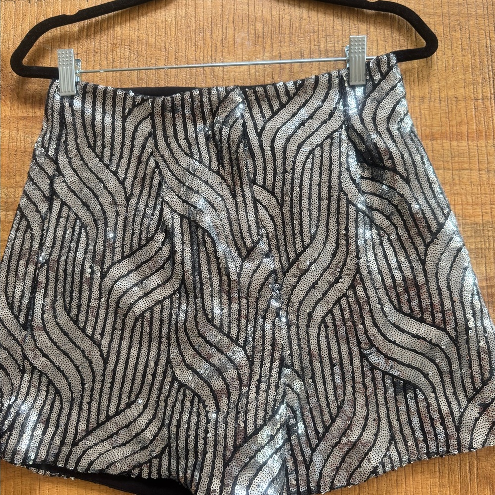 Zara Silver and Black Sequin Shorts